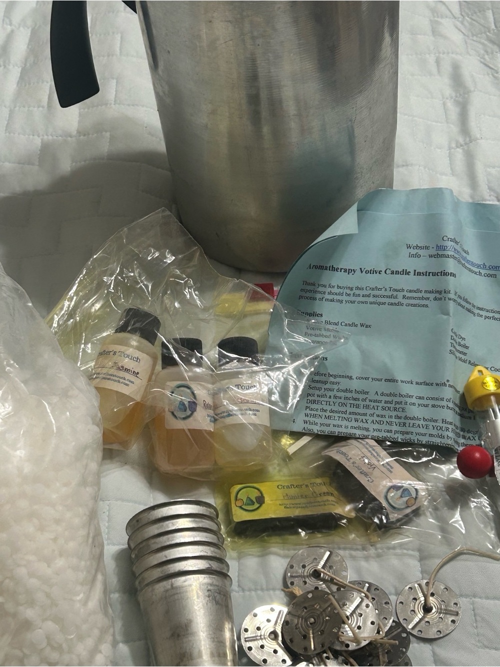 Candle Making Lot with Melting Pot and votive molds